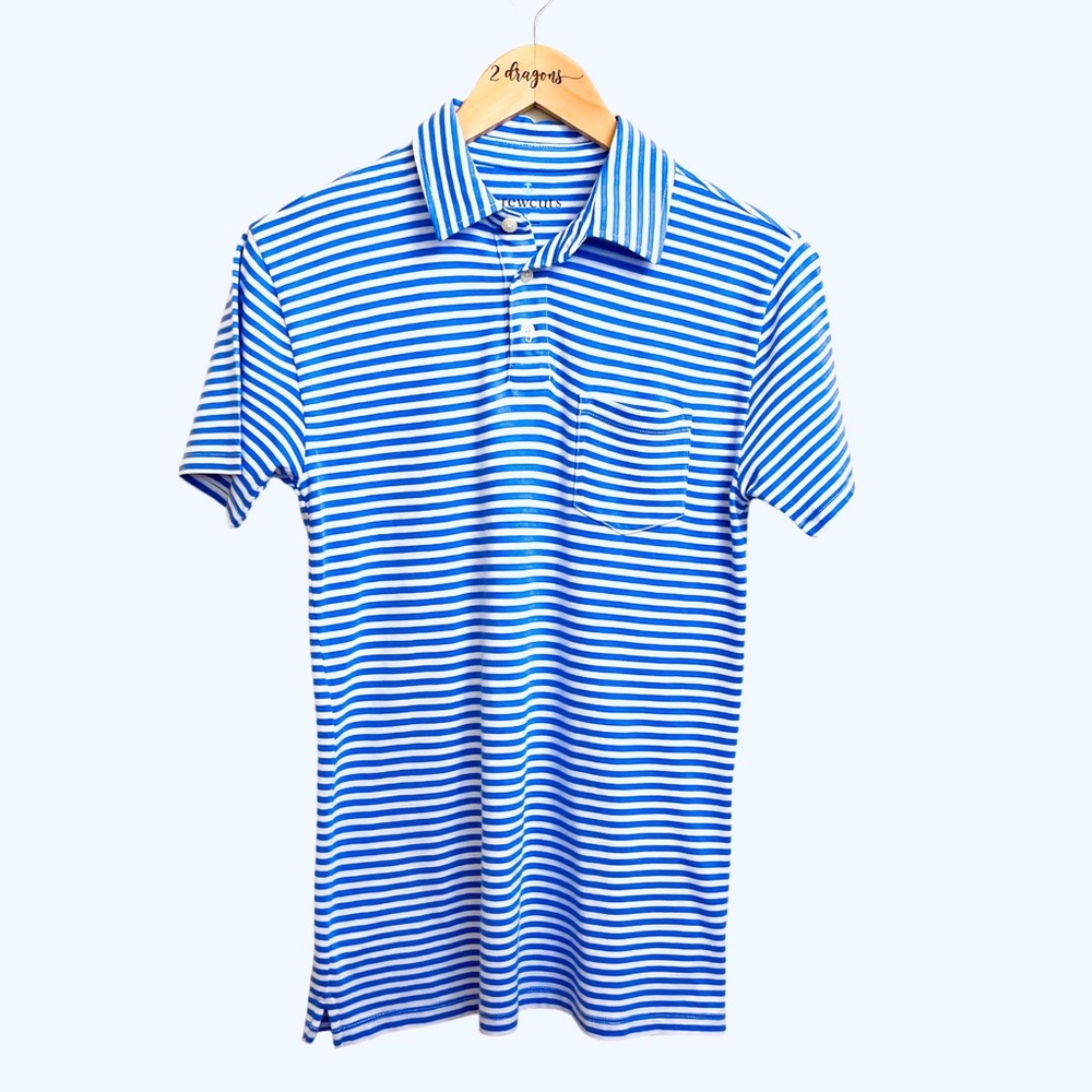 Crew Cuts: Blue and White, Stripped Polo Shirt.